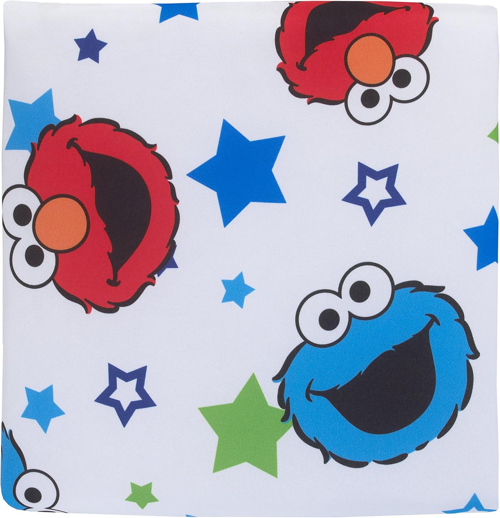 Sesame Street Awesome Buds Elmo/Cookie Monster 4 Piece Toddler Bed Set, Blue/Red/Green, 4 Piece Set