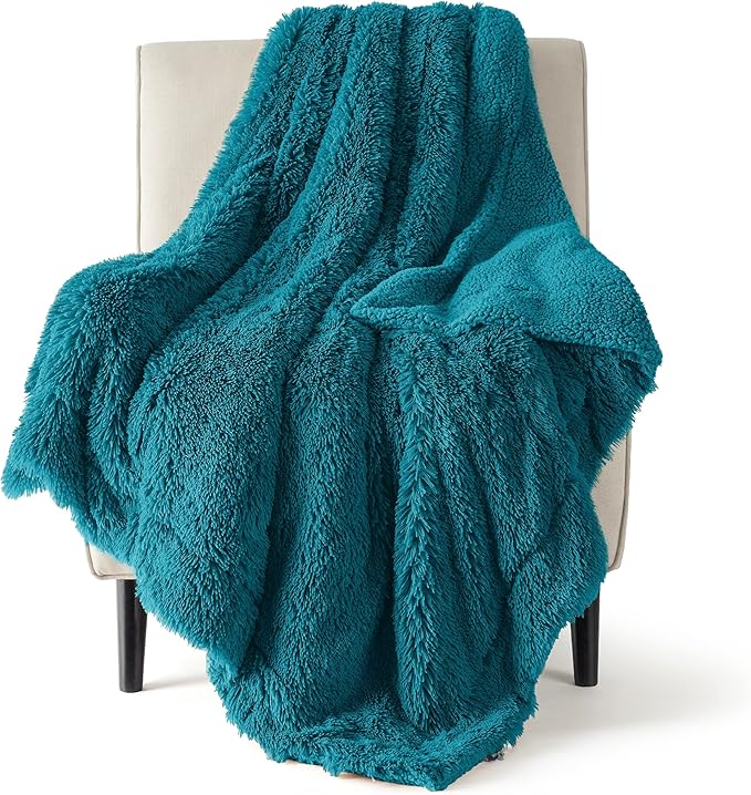 Bedsure GentleSoft Fluffy Turquoise Teal Throw Blanket, Teal Decor Cozy Gifts by BEDSURE
