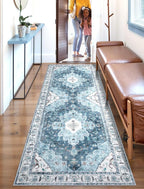 SERISSA Boho Washable Runner Rug, 2x6 Rug Non-Slip Vintage Blue Hallway Kitchen - Image 5