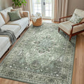 Area Rugs 5'x8' Washable Non-Slip, Floral Vintage Distress Print Pattern by RELEANY