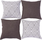 HPUK Decorative Throw Pillow Covers Set of 4 Dark Gray Geometric Design Linen - Image 2