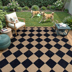 Lahome Colette Checkered Easy Jute Outdoor Rug, 5x7 Area Rugs - Image 2