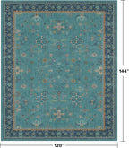 Washable 10x12 Large Teal Teal Boho Living Room Rug - Image 2