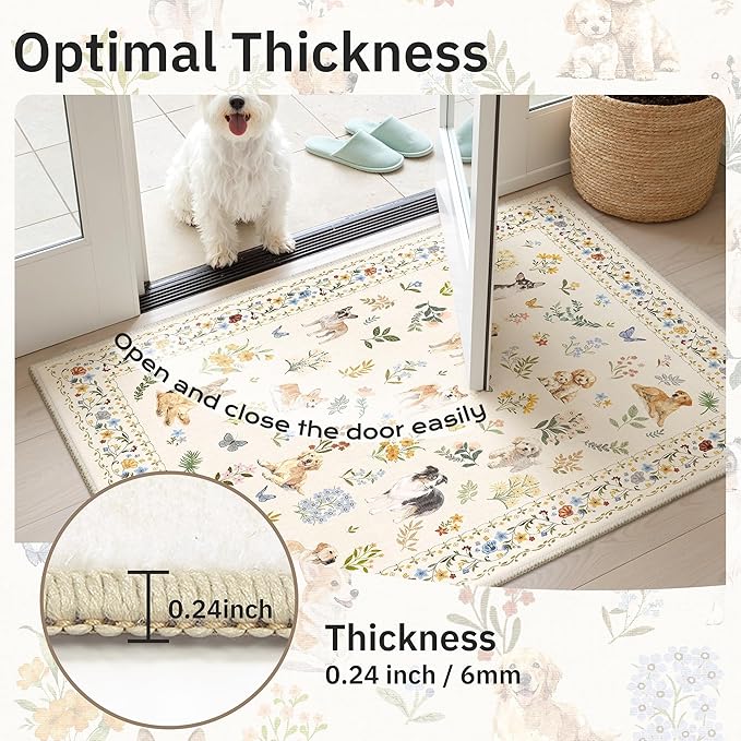 Soalmost Dog 8x10 Area Rugs for Living Room, Machine Washable Animal Floral - Image 9