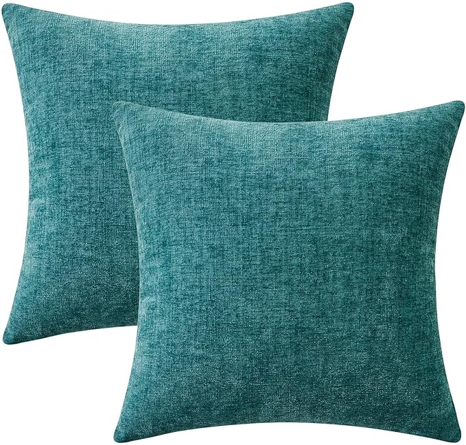 MIULEE Pack of 2 Couch Throw Pillow Covers 22x22 Inch Soft Teal Chenille Pillow by MIULEE