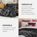 Bedsure GentleSoft Fluffy Tie Dye Black Blankets Queen Size - Image 4