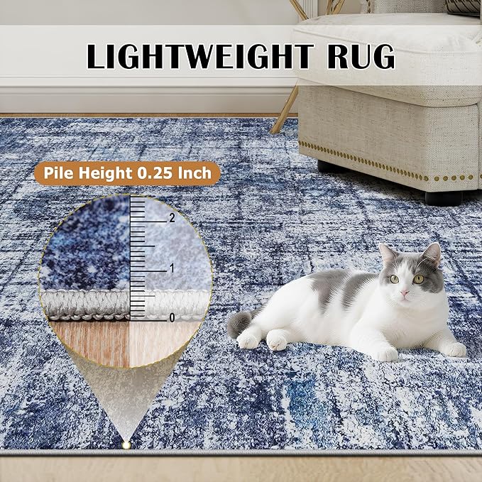 9x12 Area Rugs for Living Room Washable Rug: Anti-Skid Abstract Modern Living - Image 6