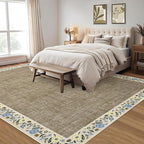 GarveeHome Washable Living Room Rug 9x12 Floral Bordered Area Rugs Soft Thin - Image 2