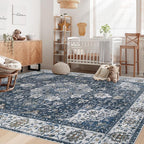 Area Rug 6x9 Washable Rug, Vintage Boho Medallion Rugs Non-Slip Soft Low Pile - Image 3