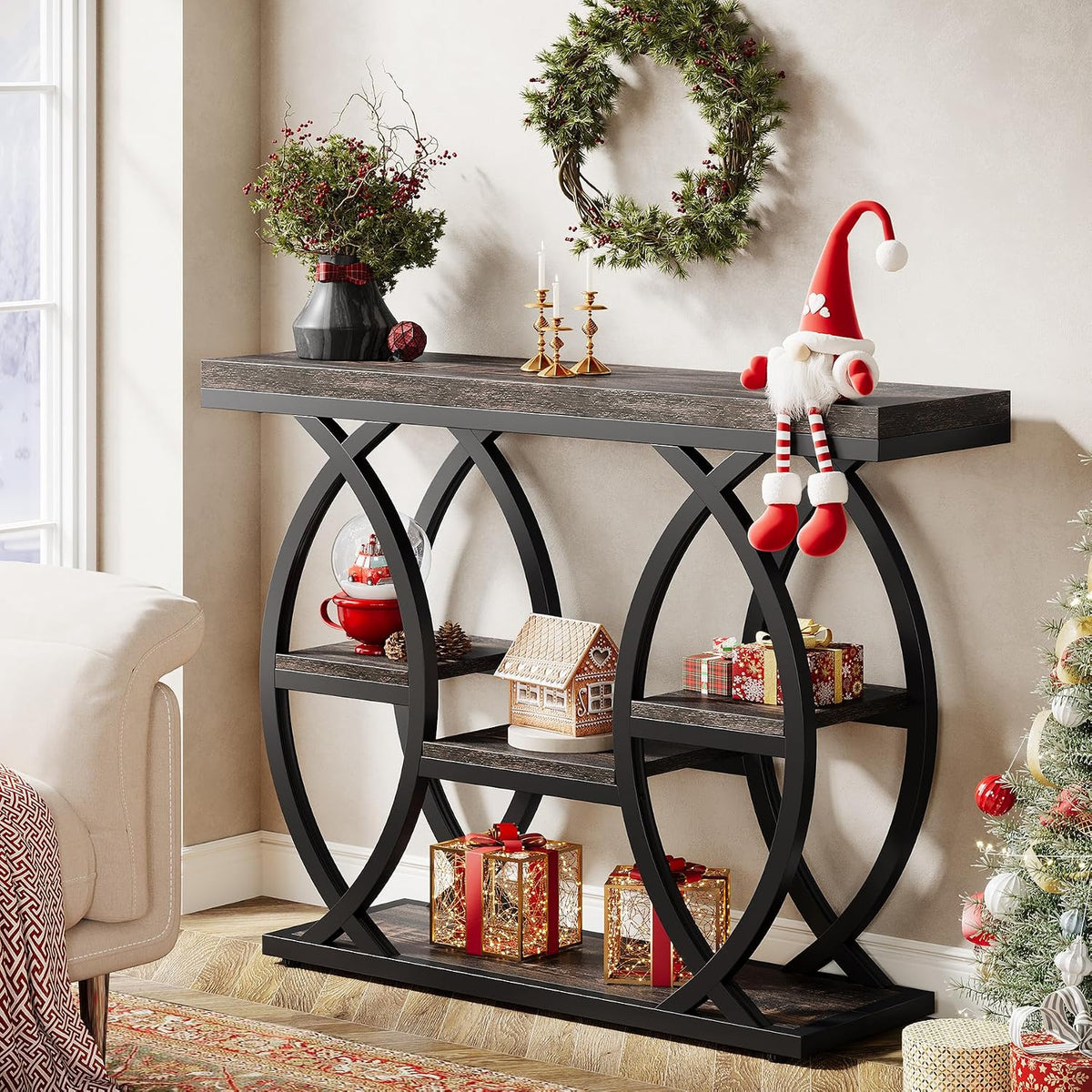 Tribesigns 39.4" Console Table, Sofa Table, Accent Tables, Black Brown