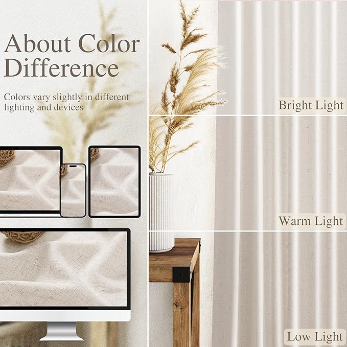 Beige Linen Curtains 80 inches Long - Image 4