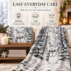 Snowman Winter Throw Blanket 60x80in, Cozy Soft Plush Christmas