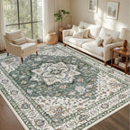 5x7 Area Rugs Living Room Rug: Washable Vintage Boho Medallion Rug No Slip by EXPEDIX