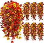 6 PCS Artificial Hanging Pansy Flowers, 30 Inch Blue Cascading Vines UV Resistant Artificial Flowers for Outdoors, Faux Hanging Plants for Farmhouse Porch Garden Window Box Patio Decor