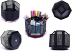 Exerz Desk Organizer 360 Rotating Pen Holder 5 Compartments Caddy Black