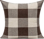 VAKADO Brown Beige Buffalo Plaids Decorative Throw Pillow Covers Farmhouse Retro Checked Square Cushion Cases Classic Coffee Check Home Decor Outdoor for Couch Sofa Patio 16x16 Set of 2
