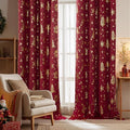 NICETOWN 2 Panels Christmas Red Curtains 52 x 84 Inch, Xmas Theme Window by NICETOWN