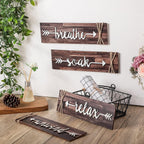 Jetec 4 Pieces Farmhouse Bathroom Decor Wall Art Soak Relax Unwind Breathe Wooden Signs with Arrow Rustic Vintage Country Bathroom Decor for Home Laundry Room(Brown)
