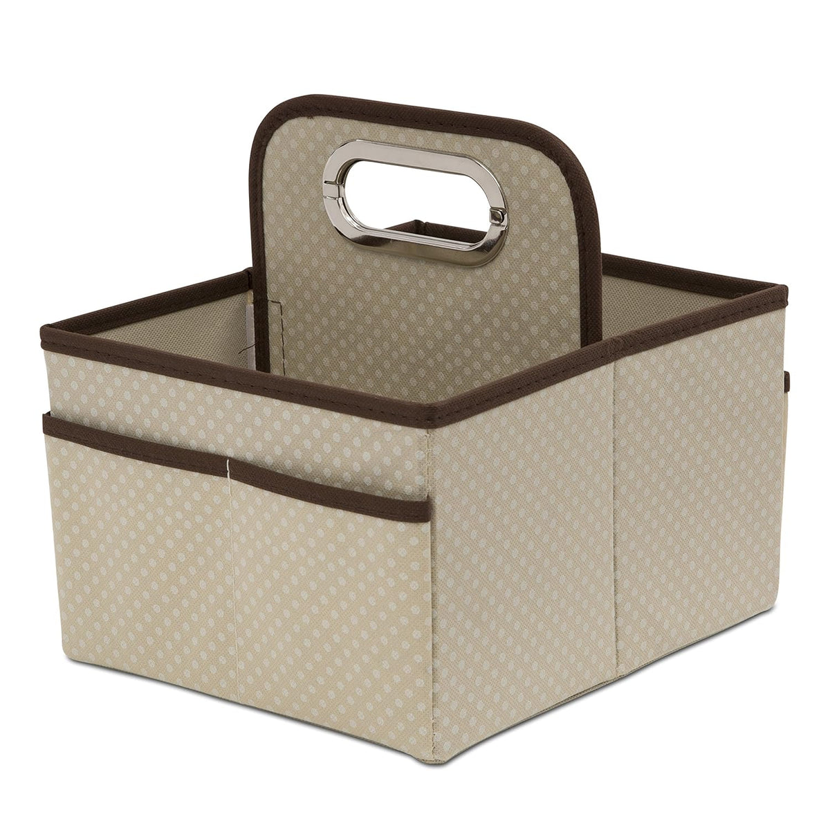 Delta Children Portable Nursery Caddy - Essential Lightweight Storage Bin with Multiple Compartments - Easy Storage/Organization Solution, Beige
