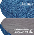 BUYUE Friendly Woven Fabric Magnetic Bar Stool Cushions Set of 4, Enhanced Anti-Slip Breathable Small Chair Seat Pads for Café Bistro Stackable Metal Stools (Square, Dark Blue, 4 Counts)