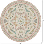 Boho Light Pink Round Rugs for Kids Bedroom - 4 ft Unique Circle Area Rugs for - Image 2