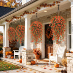 AGIRL 6 Bundles Fall Artificial Flowers for Outdoor Faux Plant,Orange