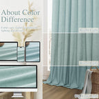 Guken Light Blue 100% Blackout Linen Curtains 108 Inch Length 2 Panels Set - Image 7