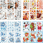 24 Sheets Halloween Thanksgiving Christmas Winter Window Clings Decals Ghost Pumpkin Turkey Santa Claus Snowman Stickers Decor for Indoor Holiday Party Decorations Favors School Home Store Glass Door