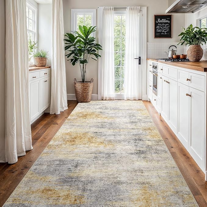 4x8 Washable Kitchen Runner Rug: Modern Abstract Wide Runners - Image 2