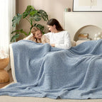 Snuggle Sac Queen Size Bed Blanket Heather Blue, Reversible Super Soft - Image 8