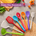 LIANYU Colorful Kitchen Cooking Utensils Set, 8Pcs Silicone Utensils Set