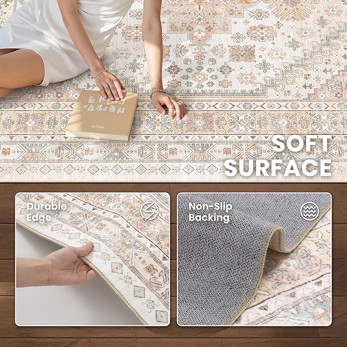 zesthome 9x12 Area Rugs for Living Room, Non-Slip Backing Washable Rugs - Image 6