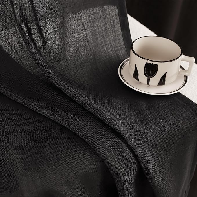 Black Linen Curtains 45 inches Long - Image 2