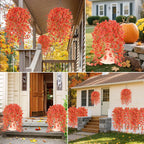 Artificial Fall Flowers for Outdoors UV Resistant Fake Mums Orange Decor