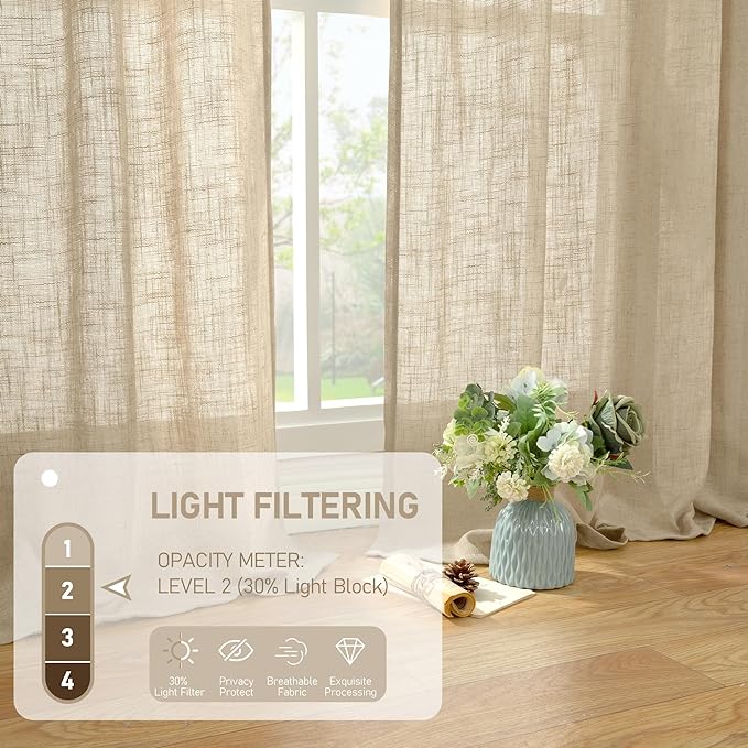 LAMIT 84 Inch Long Linen Curtains - Image 4