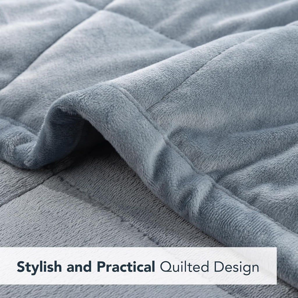 Berkshire Blanket Suedemink & Loftmink Quilted Blanket, Ultra-Soft Reversible Fleece Blanket, Lightweight & Warm, Ideal for Couch, Sofa & Bed, All-Season Comfort, Polar Blue, 90 in × 108 in