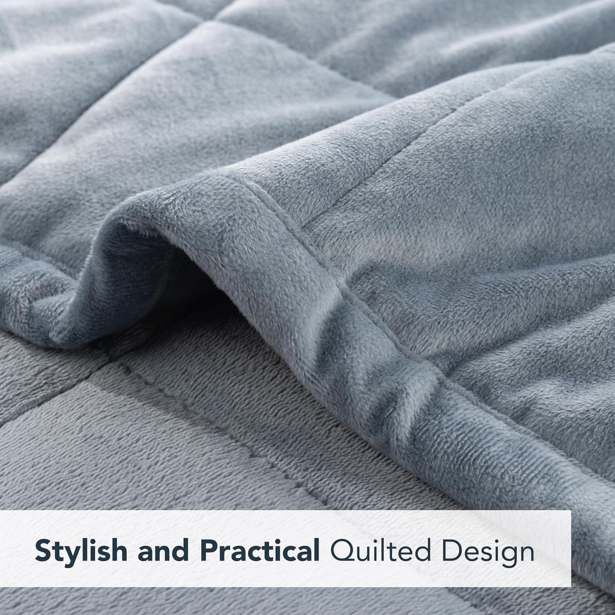 Berkshire Blanket Suedemink & Loftmink Quilted Blanket, Ultra-Soft Reversible Fleece Blanket, Lightweight & Warm, Ideal for Couch, Sofa & Bed, All-Season Comfort, Polar Blue, 90 in × 108 in
