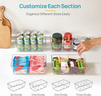 Vtopmart 8 Pack Food Storage Organizer Bins, Clear Plastic, 4 Compartments