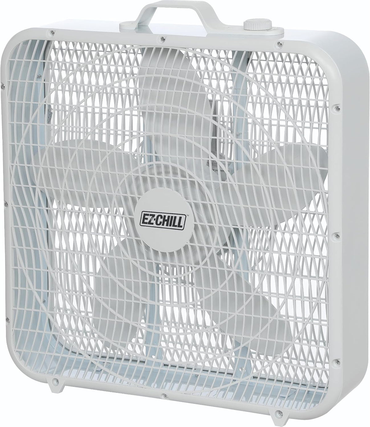 EZ-CHILL 20-Inch Portable Box Fan with 3-Speed Control - White