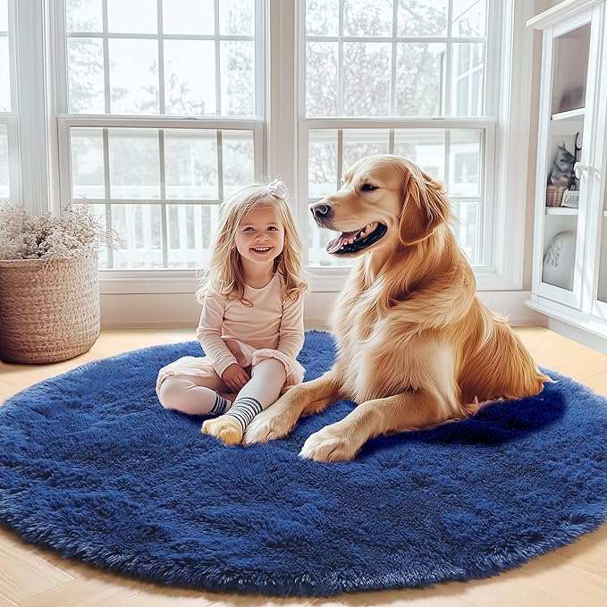 ONASAR Navy Blue Round Rugs 6ft - Image 8