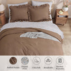 BLOOMHAVEN Queen Comforter Set-7 Pieces Ruffle Bedding with Floral Sheet