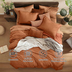 Monbix Queen Comforter Set 7 Pieces Autumn Leaf Bed in a Bag