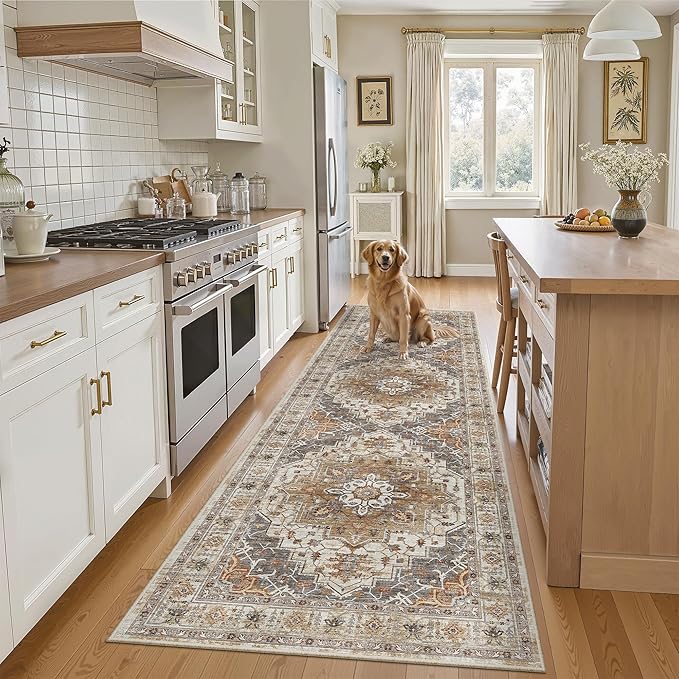 Madane Runner Rug 2'6''x8' Kitchen Runner, Hallway Runner Printed Vintage by Madane
