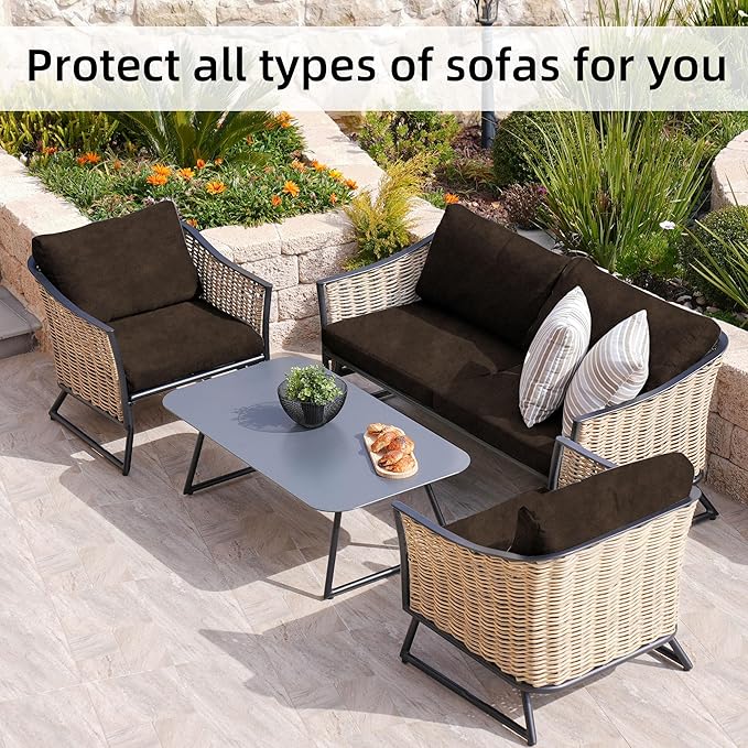 8Pcs Stretch Velvet Patio Cushion Cover, - Image 4