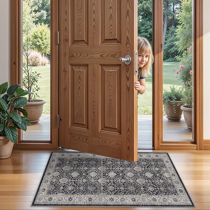 Entryway 2x4 Washable Area Rug: Oriental Stain Resistant Kitchen Runner Rugs - Image 9