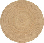 Hausattire Hand Woven Jute Braided Rug, 5’ Round – Natural, Reversible Boho - Image 3
