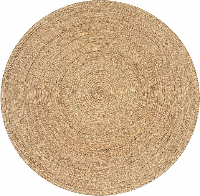 Hausattire Hand Woven Jute Braided Rug, 3’ Round – Natural, Reversible Boho - Image 3