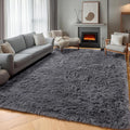 ONASAR Grey Area Rugs for Living Room, 5x8 Gray Fluffy Shag Bedroom Rug by ONASAR