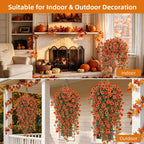 AGIRL 6 Bundles Fall Artificial Flowers for Outdoor Faux Plant,Orange
