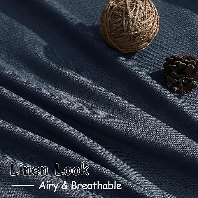 Extra Long Vintage Blue Linen Curtains 120 Inch - Image 5